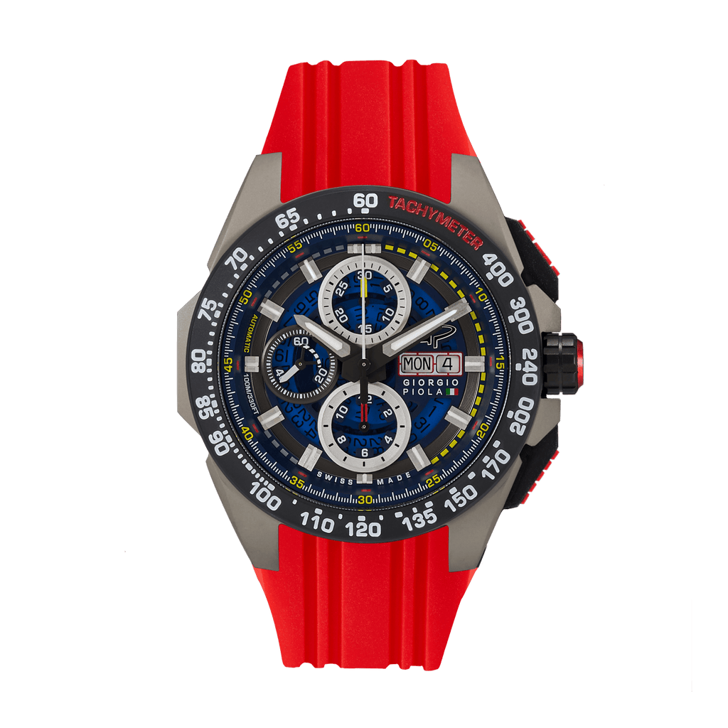 G5 Delta - Black-Red Automatic Titanium Swiss Sport Chrono Watch