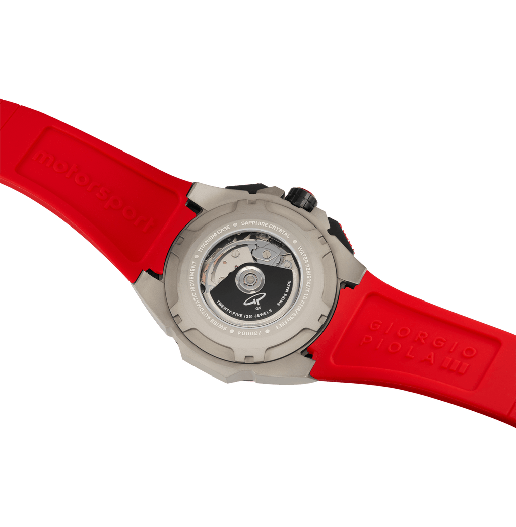 G5 Delta - Black-Red Automatic Titanium Swiss Sport Chrono Watch