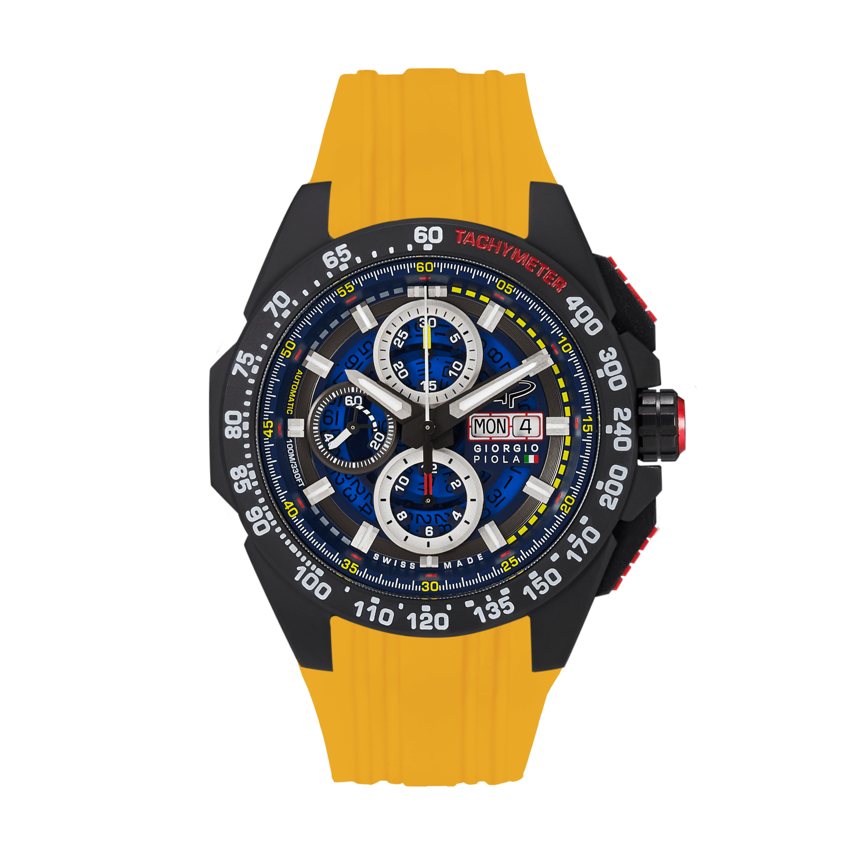 G5 Delta - Black-Yellow Automatic Titanium Swiss Sport Chrono Watch (Black PVD Coating)