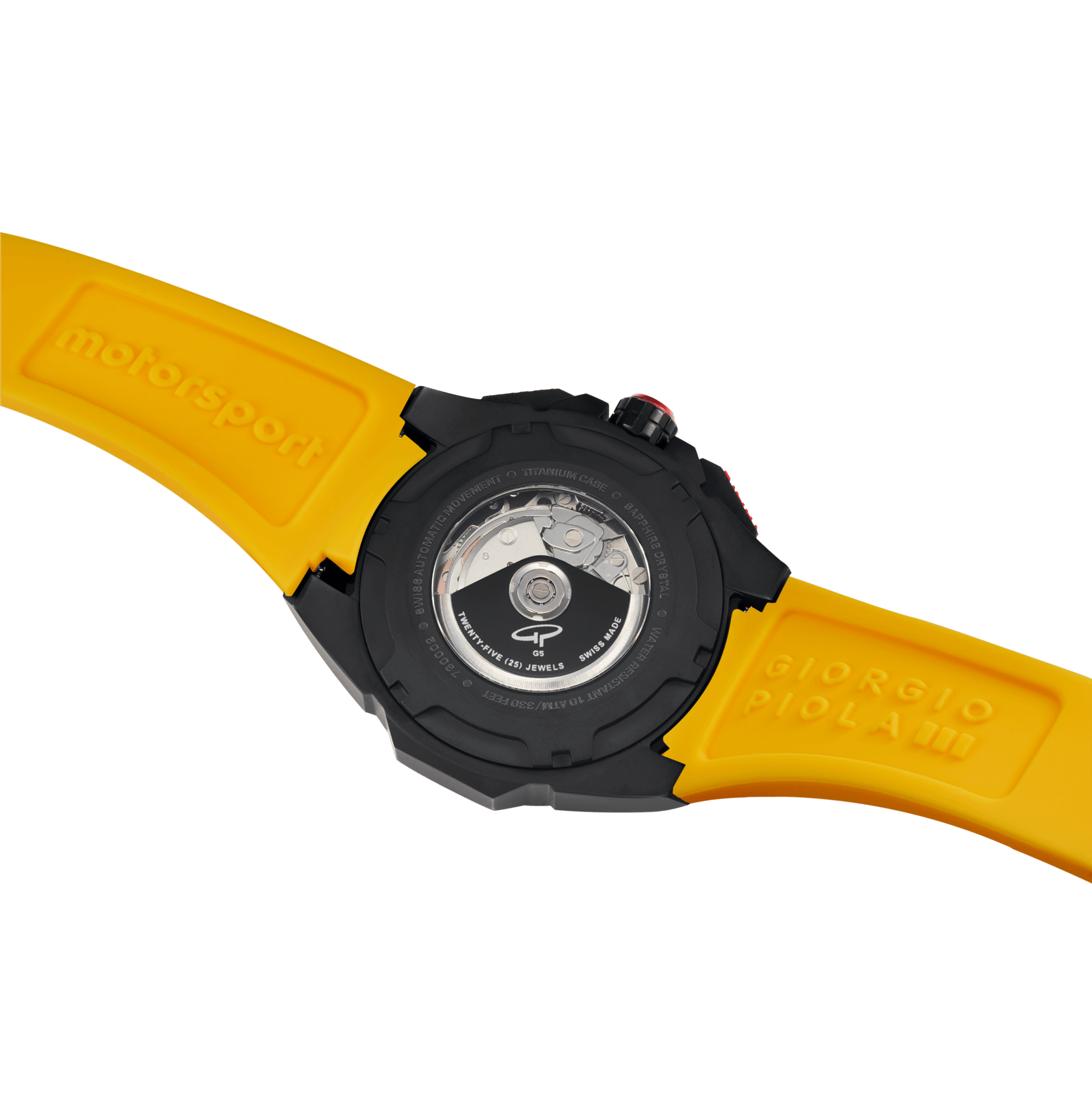 G5 Delta - Black-Yellow Automatic Titanium Swiss Sport Chrono Watch (Black PVD Coating)