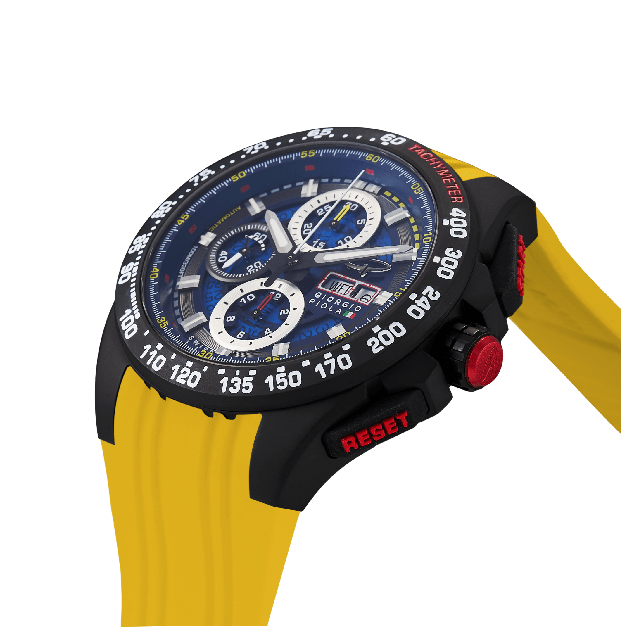 G5 Delta - Black-Yellow Automatic Titanium Swiss Sport Chrono Watch (Black PVD Coating)